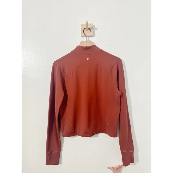 Lululemon Rulu Running Cropped 1/2 Zip Dark Terracotta Womens Athletic Top 10 - Image 4