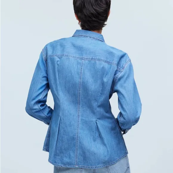 Madewell Chambray Denim Darted Button-Up Long Sleeve Shirt XS - Image 5
