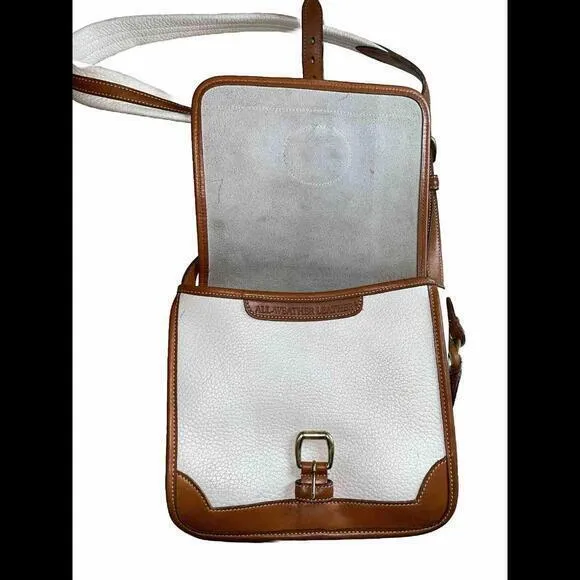 VTG Dooney & Bourke Tan/Cream/Brown Purse Signature Logo Buckle‎ Handbag - Image 2