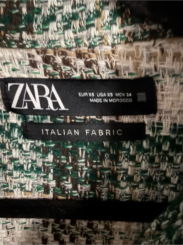 Zara Green, Cream & Brown Tweed Jacket - Image 4
