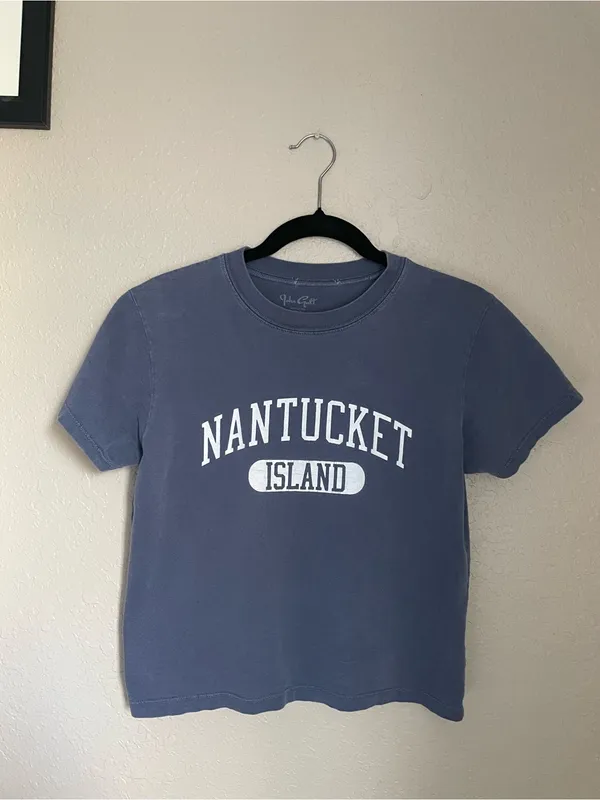 Brandy Melville John Galt Nantucket Graphic T Shirt Tee One Size Stone Blue - Image 5