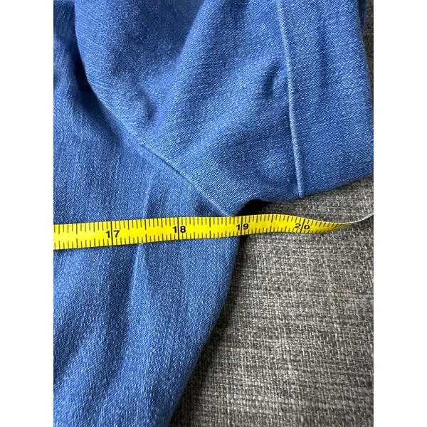 Haute Monde Blue Denim Jumpsuit Stretch Tie Waist Button Front Pockets Womens L - Image 5