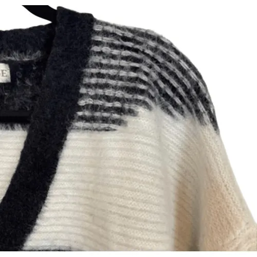 KNOX ROSE Women's Sweater XXL Black White Striped Fuzzy V‎ Neck Cozy Knit Target - Image 13