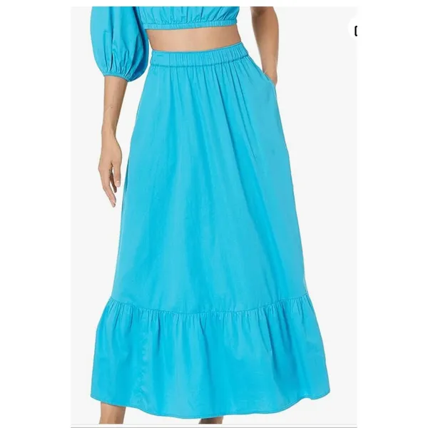 The Drop Ocean Blue Anupa Cotton Tiered Midi Skirt Pockets Womens XXL‎ NWT - Image 3