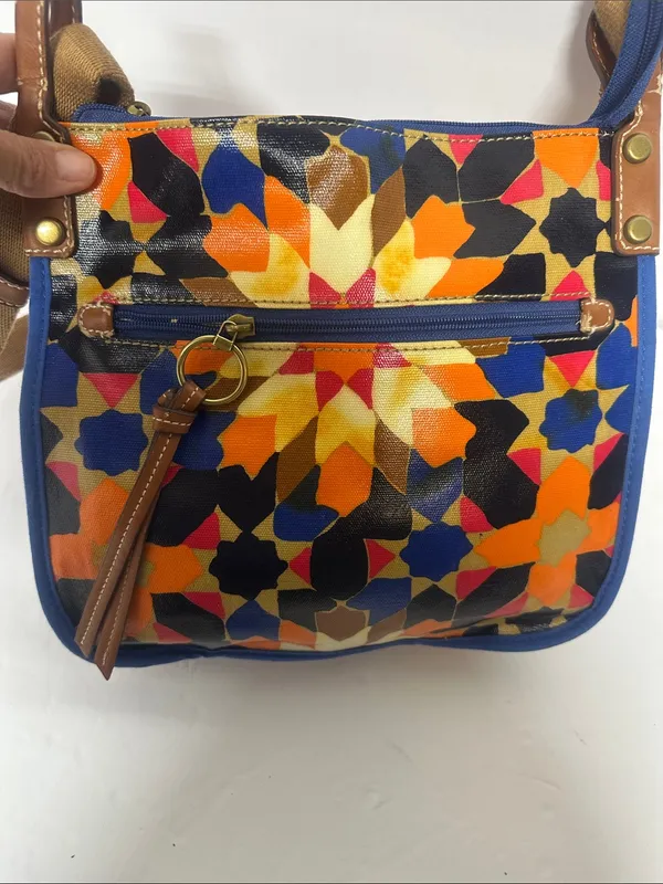 Fossil Multicolor Starburst Pattern Crossbody Bag with Tan Strap - Image 3