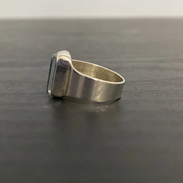 925 Sterling Silver Ring with Handblown Glass Stone Size 6¼ - Image 5