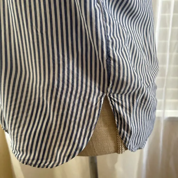 Maeve Anthropologie Blue and White Striped Button Down Shirt - Image 7