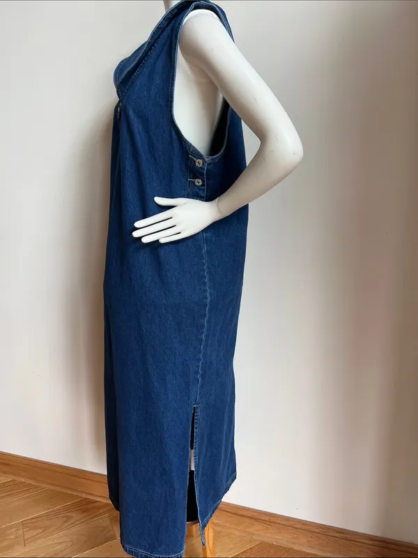 Casual Corner Denim Sailor-Style Maxi Dress cottagecore granny pie vibes - Image 4