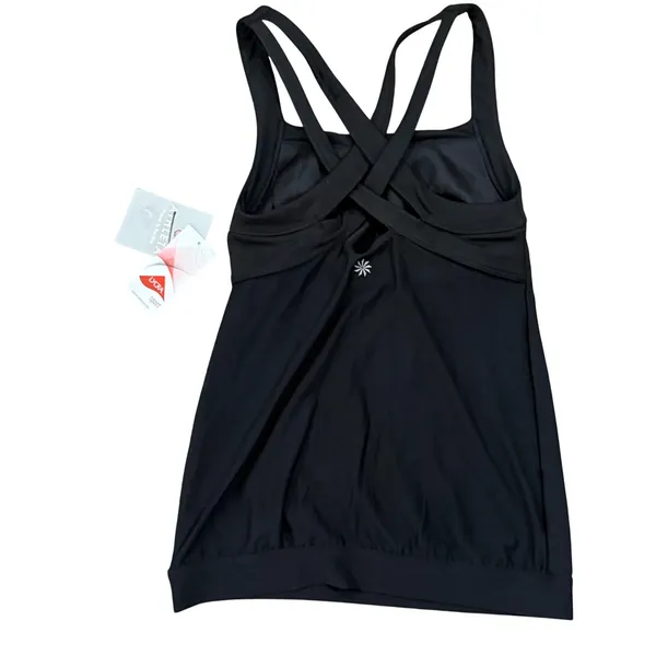 Athleta Black Strappy Criss Cross Back Active Tank Top with Built-in Bra XS NWT - Image 2