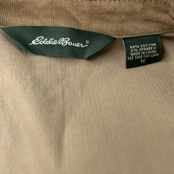 Eddie Bauer Womens Brown Tan Corduroy Blazer Long Sleeve Stretch Jacket - Image 3