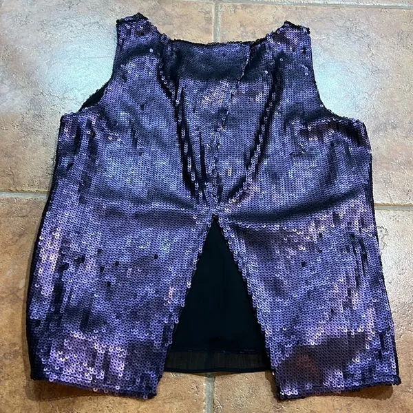 NWT DKNY Sequin Tank Top Womens Regal Purple Split Back P1JA6KDQ‎ Size S - Image 9