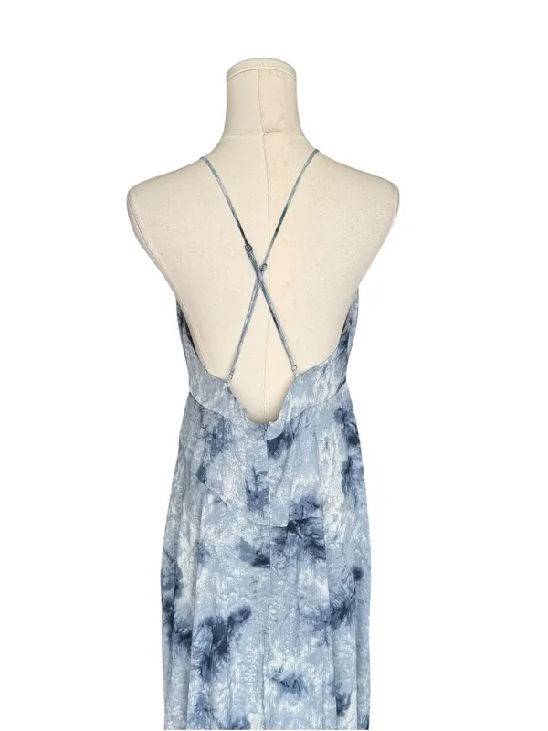 ASTR The Label - NOW Holland Blue Tie Dye Ruffle Maxi Dress Sz L - Image 6