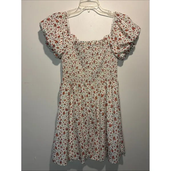 Mi Ami for Francesca‎s NWT Puff Sleeve Smocked Dress Ditzy Floral Size L - Image 2