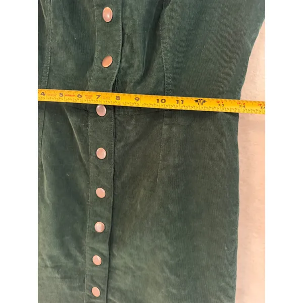 Urban Outfitters Green Corduroy‎ Button Front Mini Dress 8 Sleeveless Pinafore - Image 3
