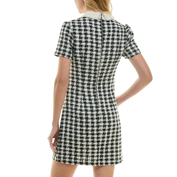 NWT City Studio Juniors Embellished-Collar Shift Dress Black / Ivory 13/14 - Image 2