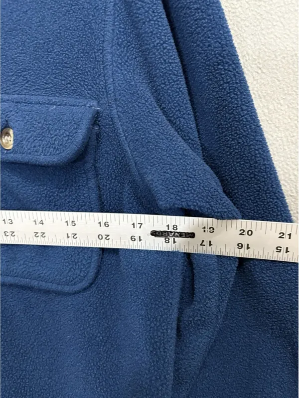 Lands' End Women’s S Blue Fleece Button Front Jacket Collared Pockets Short - Image 4