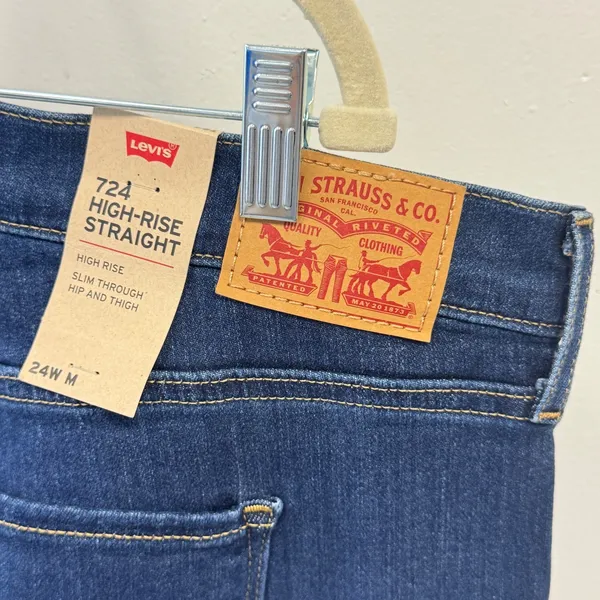 NWT Levi's 724 High Rise Straight Jeans Womens 24W M Dark Wash Sculpt Hypersoft - Image 6