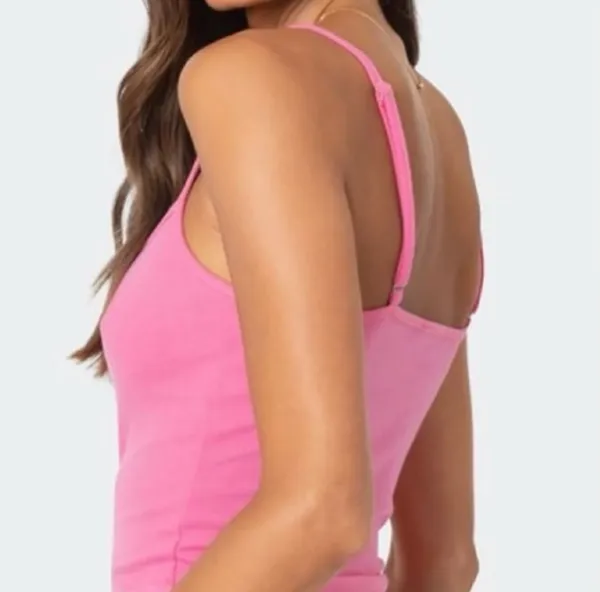 Poof! Pink Ruched V-Neck Camisole Top - Image 6