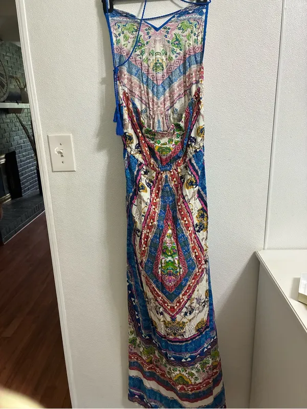 Flying Tomato Floral Print Strapless Maxi Dress in Blue, Pink, Green M - Image 3