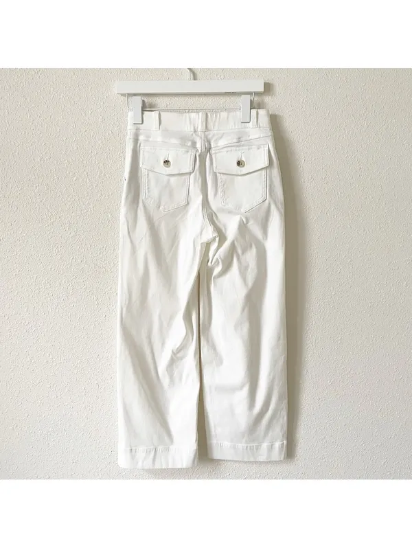 Spanx Stretch Twill Cropped Wide Leg Bright White Size Small Coastal Neutral - Image 2