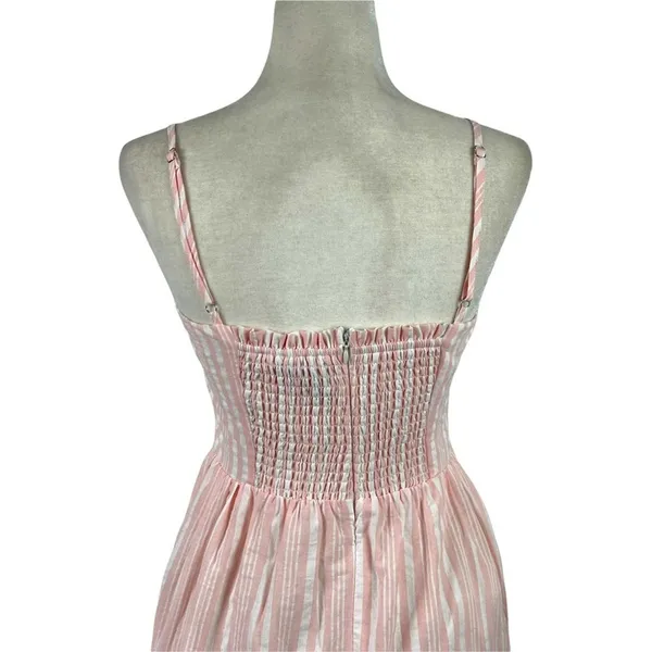 Aqua Pink Striped Maxi Sleeveless Spaghetti Straps Long Dress 100% Cotton Small - Image 9