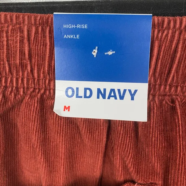 Old Navy Brick Red Corduroy High Rise Pull On Ankle Utility Pants Sz.M NWT - Image 12
