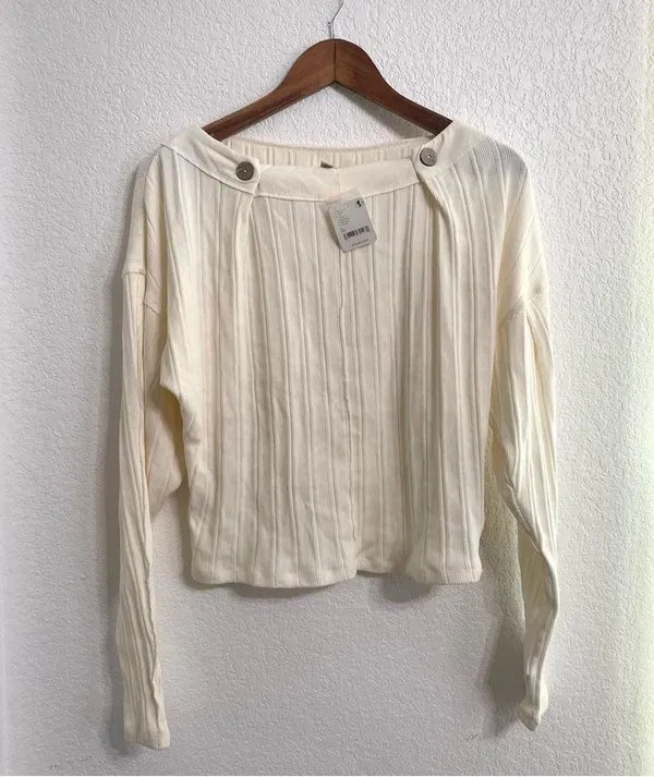 NWT Free People Intimately Womens Top Shirt Beige Good Feels Pullover Size XS - Image 2