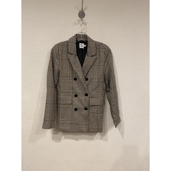 Princess Polly Tan Black Houndstooth Double-Breasted Blazer - Image 2