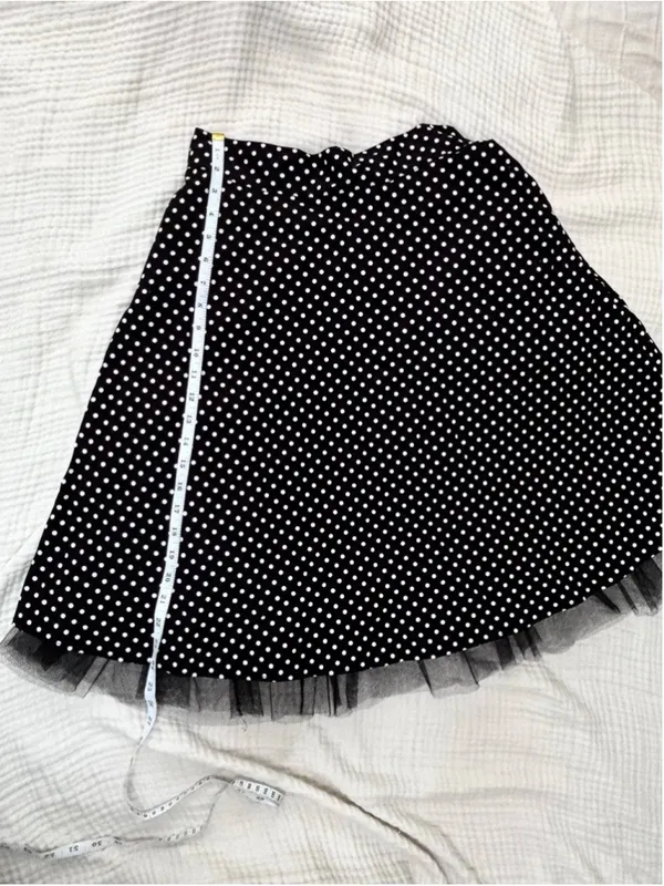 Women's Janette Polka Dot Skater Skirt Size M Black White Tulle A line - Image 6