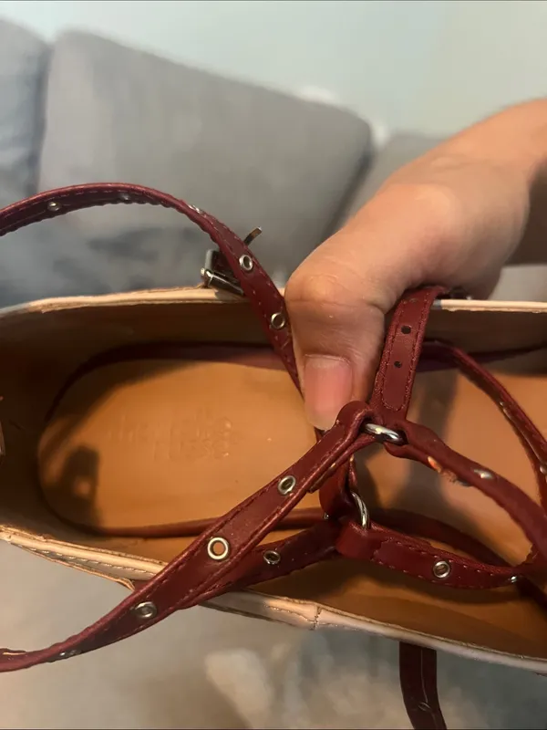 Charlotte Russe Burgundy and Cream Pointed Strappy heels - Image 3