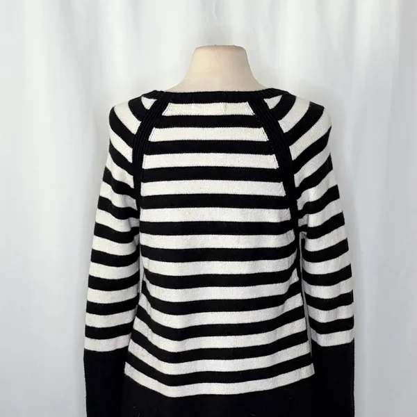 ANTHROPOLOGIE Rebekah Sweater Black White Stripe Tunic Pullover Knitwear Medium - Image 10