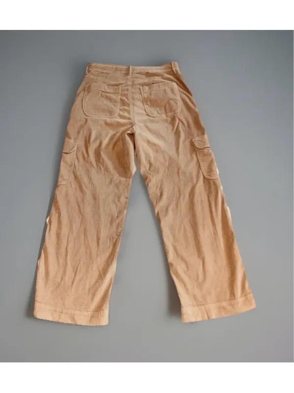 Womens American Eagle Tan Corduroy Wide Leg Cargo Pants 10 - Image 3
