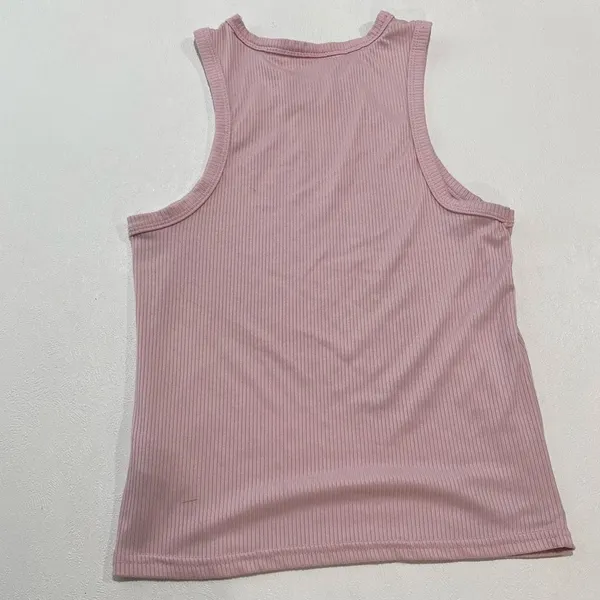 Juicy Couture Pink Rhinestone Logo Ribbed Tank Top Small Y2K Bling - Image 4