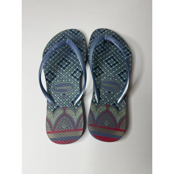 Havaianas Slim Strap Rubber Flip Flops Women’s Size 6 (37-38) Blue Beach Sandals - Image 2