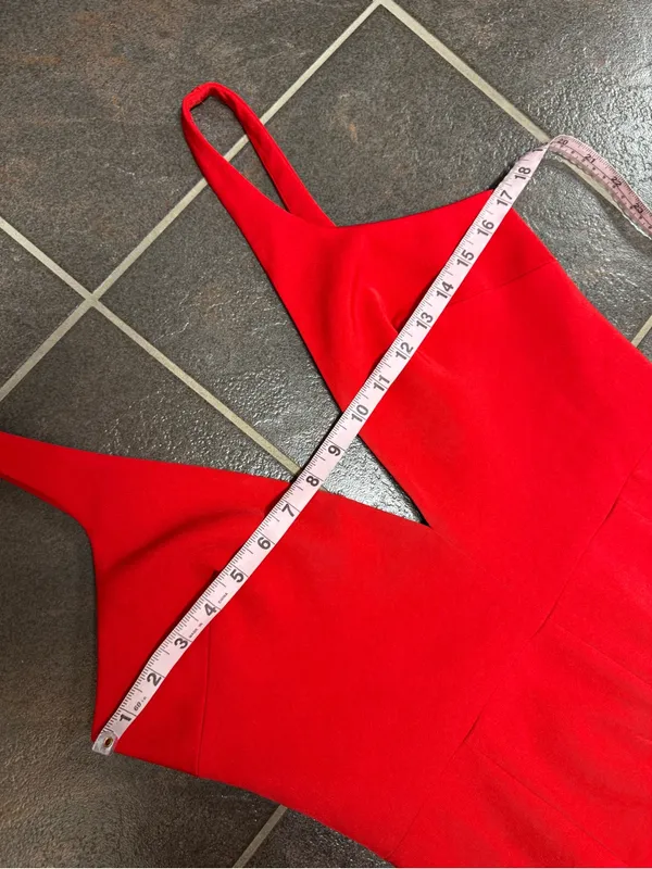 House of CB Leilah Sleeveless Plunge Jumpsuit Wide Leg Red Medium Glam Romantic - Image 13