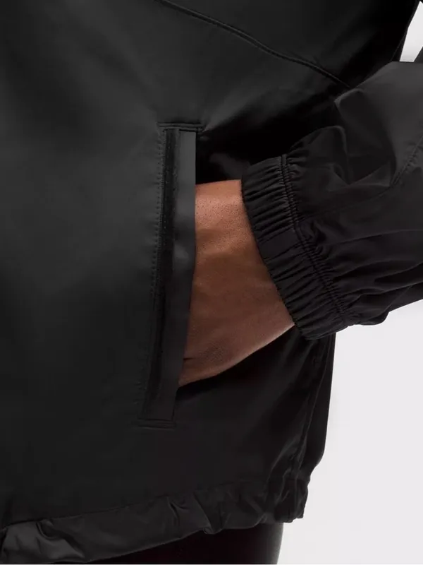 Nwt Lululemon stretch satin flocked training jacket black size small - Image 4