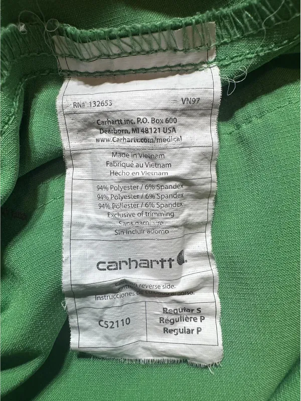 Carhartt Green Cargo Pants with Red Drawstring, Size Regular S - Image 2