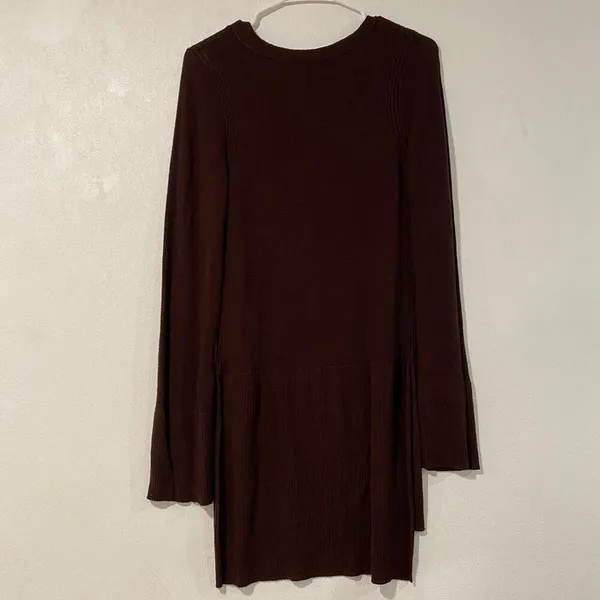 Free People Brown Criss Cross Knit Tunic Sweater Small Boho Cozy - Image 3
