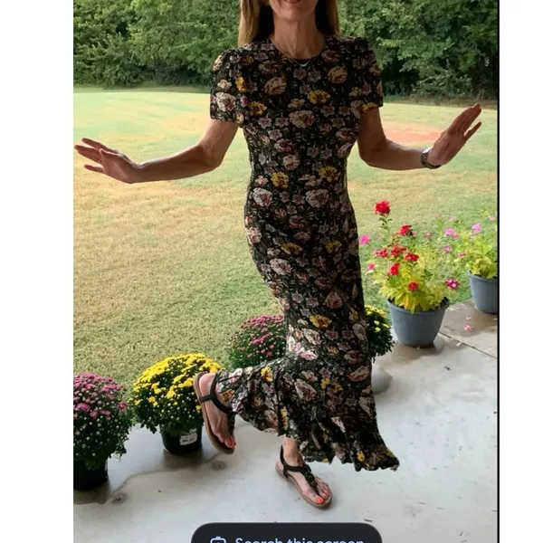 RHODE Black White Yellow Floral Lulani Crew Neck Short Sleeve Cocktail Dress 2 - Image 12