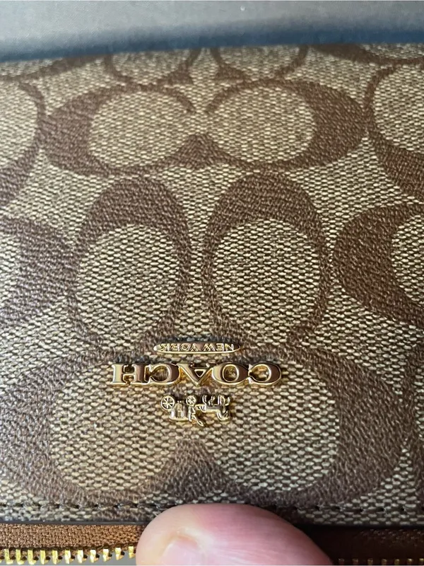 Coach Signature Large Wristlet With Chain CS652 Khaki/Saddle - Image 5