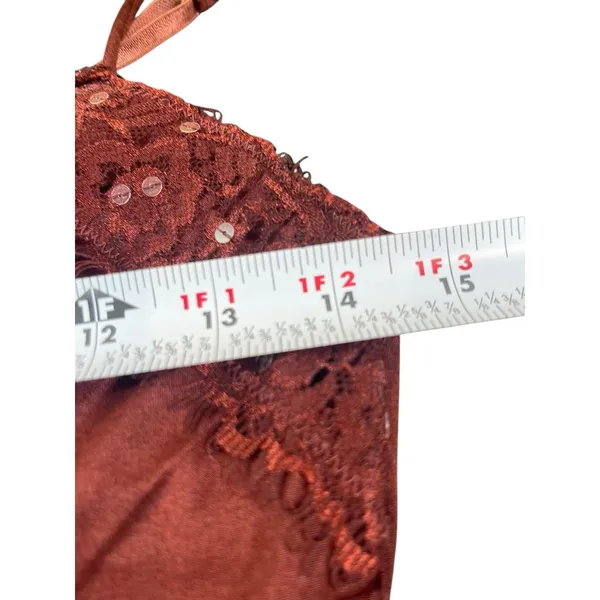 The Limited XS Brown Lace Trim Tank Top Spaghetti Strap Stretch Sequins Y2K 90s - Image 11