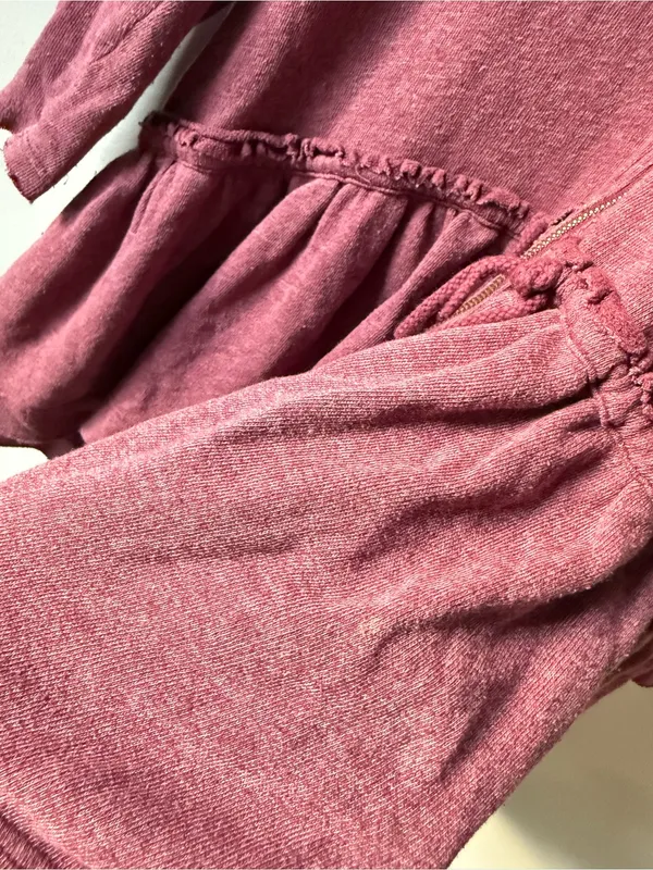 Free People Full Zip Sweatshirt Ruffle Flowy Hippie Boho Red Pink Size S M - Image 5