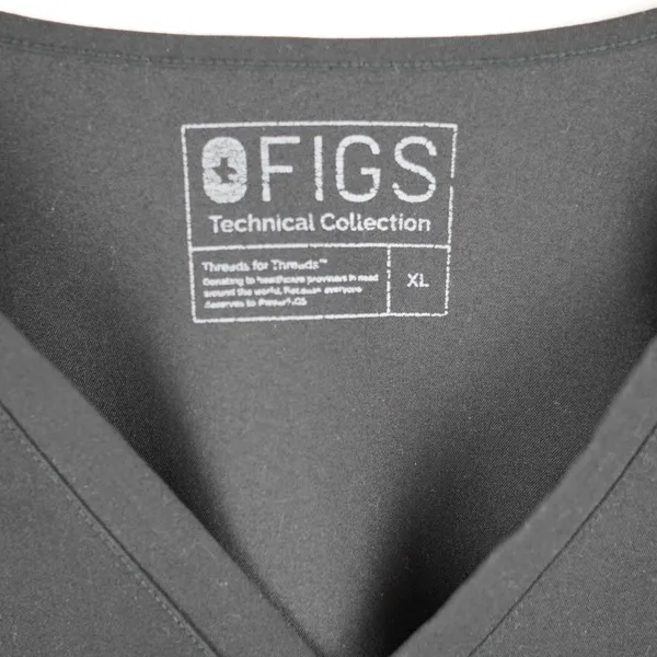FIGS Technical Collection Womens Black Scrub Top V-Neck‎ Short Sleeve Size XL - Image 3
