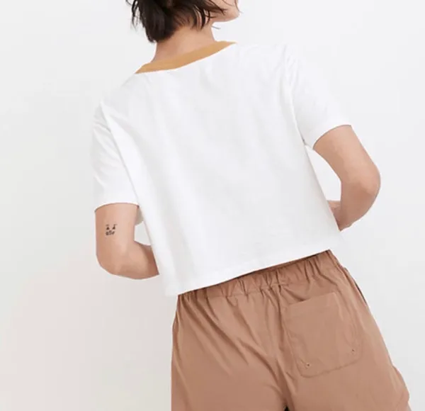 Madewell Camp Resort Ringer Crop Tee Size Medium - Image 2