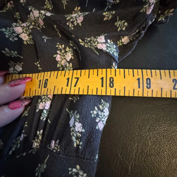 H&M Dark‎ Floral Milkmaid Puff Sleeve Maxi Dress L Ruffle Fairy Cottage Whimsigoth - Image 9