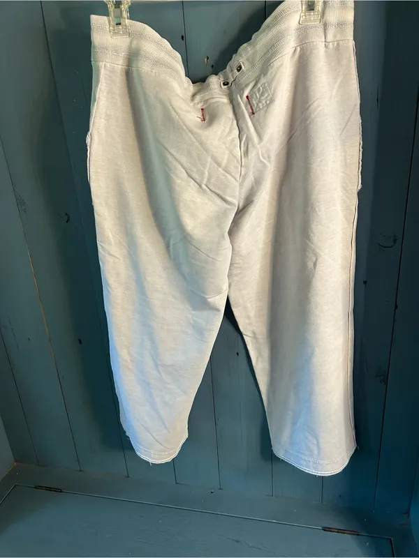 GAP Light Blue/Gray Ribbed Drawstring Waist Cropped Sweatpants | Size Large - Image 3