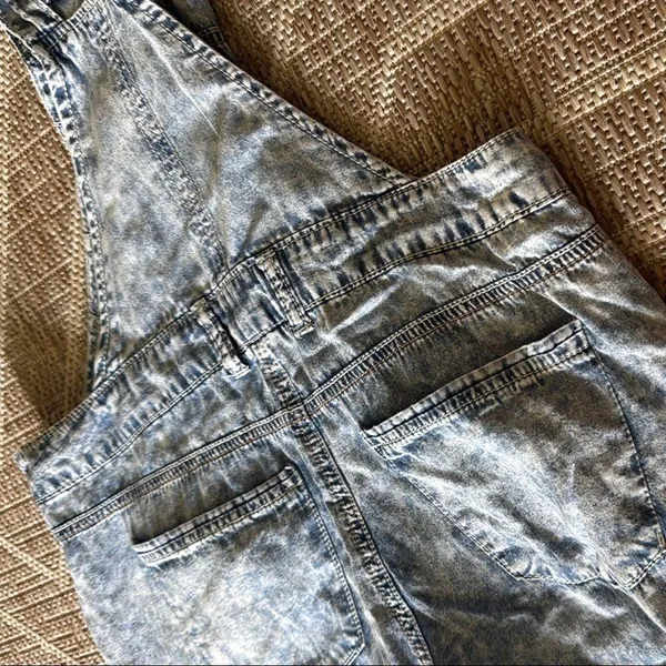 Vanilla Star Gray Acid Wash Denim Overalls - Image 7