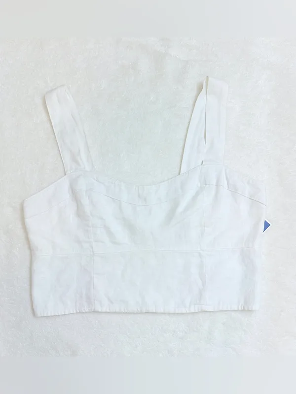 NWT Abercrombie & Fitch Square Neck Linen Crop Top – White – XL - Image 4
