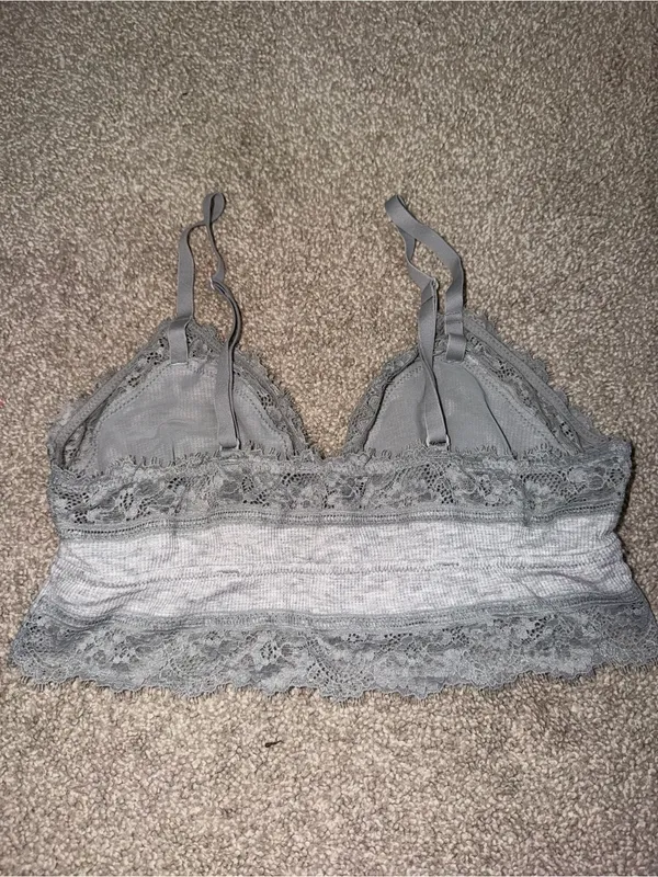 aerie Grey Lace-Trim Bralette - Image 2