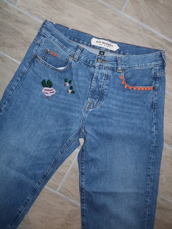 Roy Rogers blue ankle embroidered jeans Size 28 - Image 3